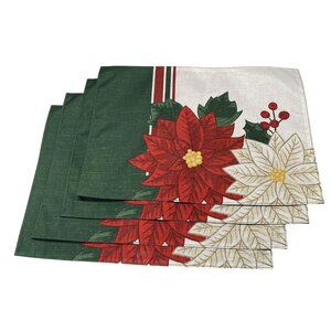St. Nicholas Square Christmas Holiday Poinsettia Placemats Set Of 4